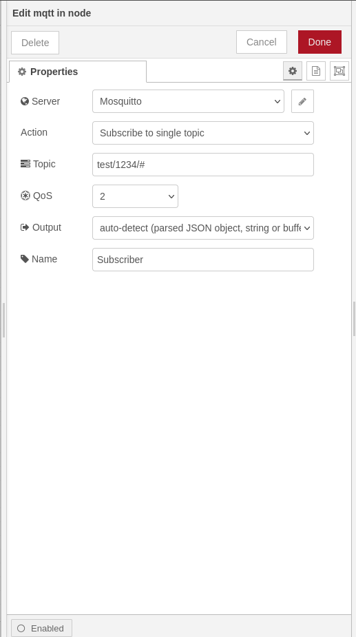 mqtt in node properties